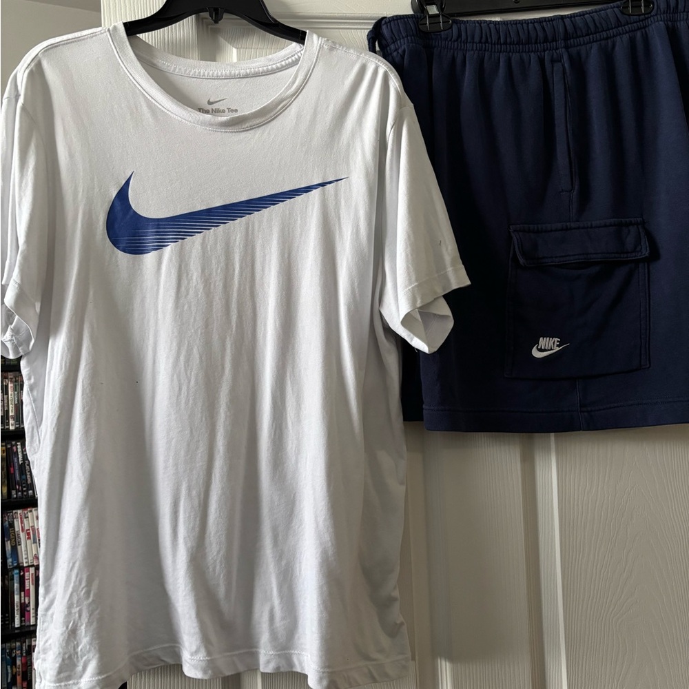 Nike White Tee and Dark Blue Shorts Set